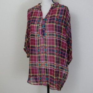 ivy jane Burgundy and Pink Plaid Shirt Size M
